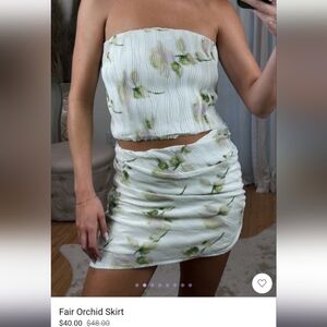 Emory Park Floral Skirt Set - White and Green